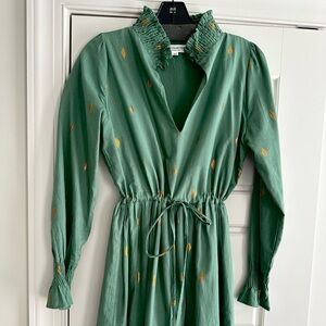 Emerson Fry Lucybella dress, green and gold leaf